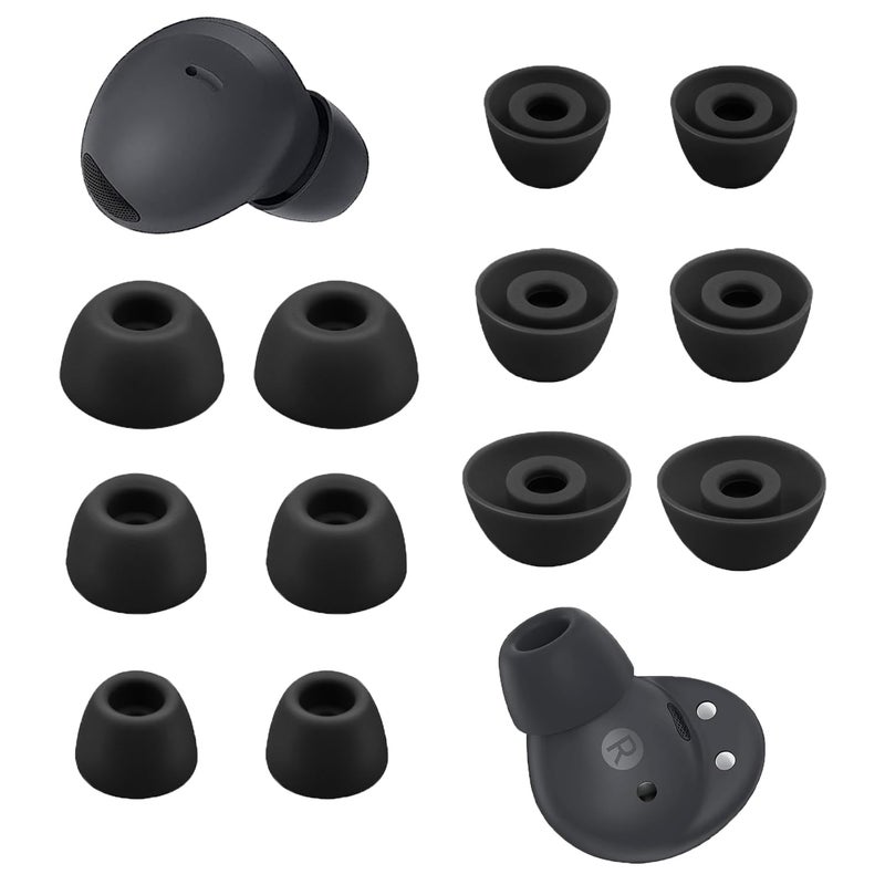 Niukeke Ear Tips for Samsung Galaxy Buds 2 Pro, 6 Pairs Silicone Replacement Earbud Tips S/M/L, Earbuds Ear Tips Buds Set (Black) - Image 1