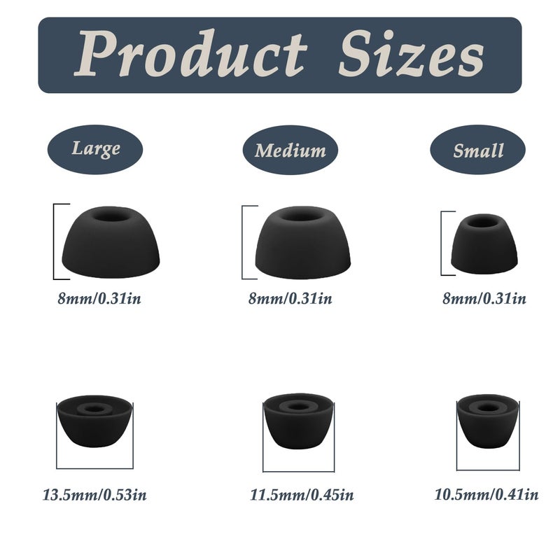 Niukeke Ear Tips for Samsung Galaxy Buds 2 Pro, 6 Pairs Silicone Replacement Earbud Tips S/M/L, Earbuds Ear Tips Buds Set (Black) - Image 3