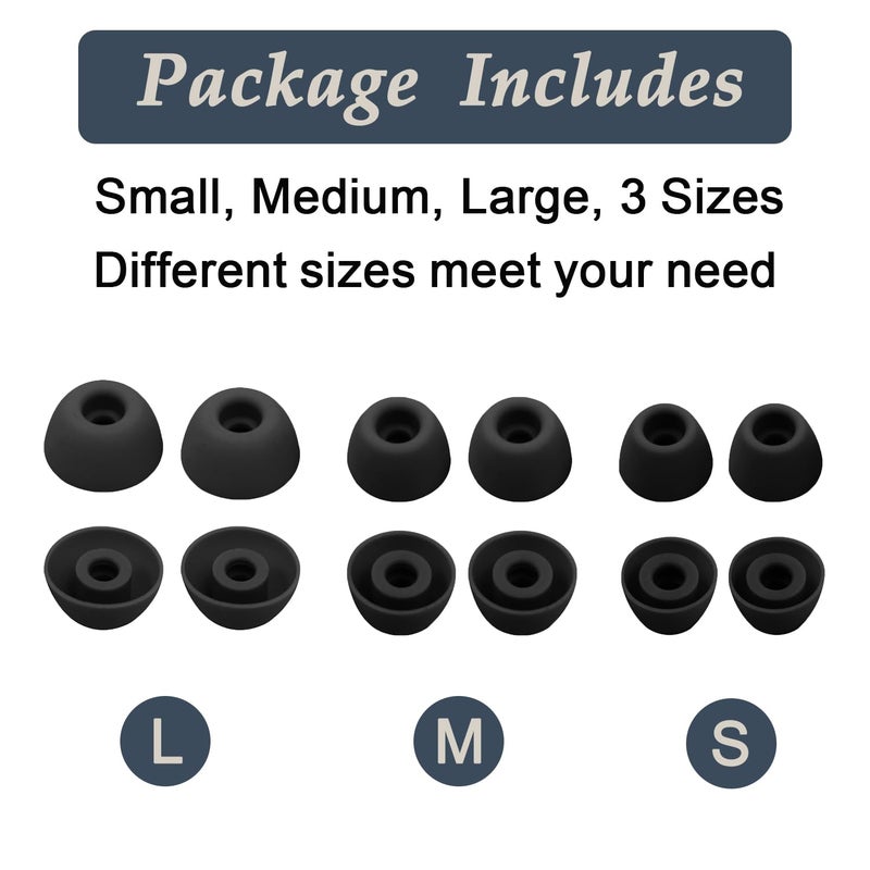 Niukeke Ear Tips for Samsung Galaxy Buds 2 Pro, 6 Pairs Silicone Replacement Earbud Tips S/M/L, Earbuds Ear Tips Buds Set (Black) - Image 4