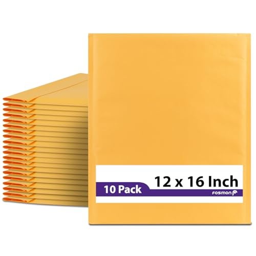 Fosmon 12x16-10 Pack #6 Kraft Bubble Mailer, Padded Shipping Envelopes for Book, Magazine, Documents - Image 1
