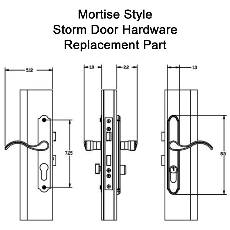 ReigaHood Offset Euro Mortise Storm Door Handle Complete Set Fits for Pella Screen Door Hardware, 2-1/2" Handle PZ, 7/8" Backset, 7-1/4" Trimplate H.C., Non-Handed, Matte Black - Image 3