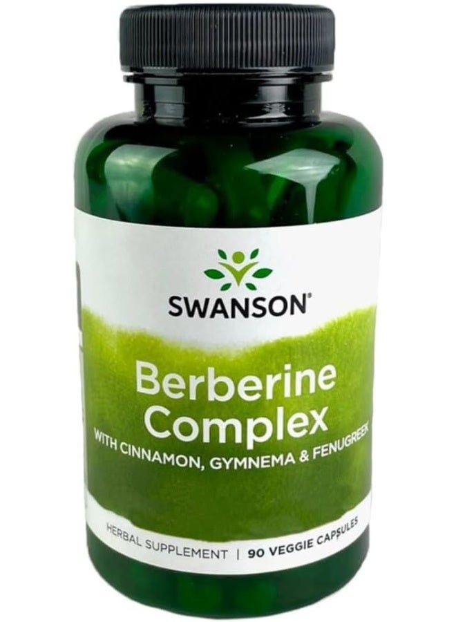 Swanson Berberine Complex with Cinnamon, Gymnema & Fenugreek 90 Veggie Capsules - Image 1