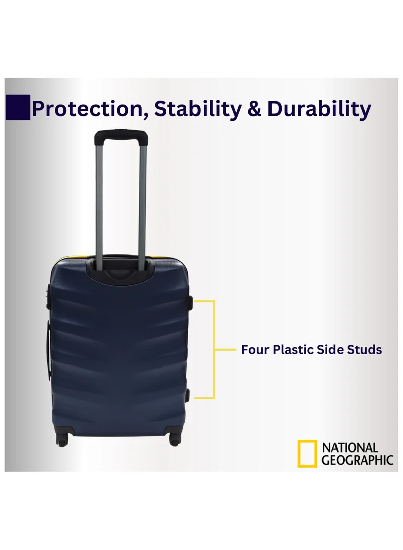 NATIONAL GEOGRAPHIC National Geographic Arete ABS Hard Case Carry-On Small Cabin Travel Suitcase Navy, Durable Lightweight Travel Luggage, 4 Wheel Trolley Bag with TSA Combination Lock (20 Inch).