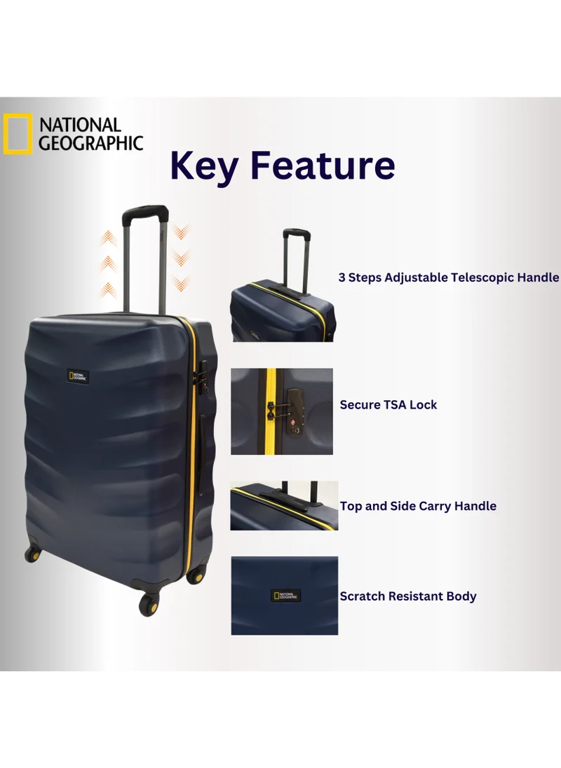 NATIONAL GEOGRAPHIC National Geographic Arete ABS Hard Case Carry-On Small Cabin Travel Suitcase Navy, Durable Lightweight Travel Luggage, 4 Wheel Trolley Bag with TSA Combination Lock (20 Inch).