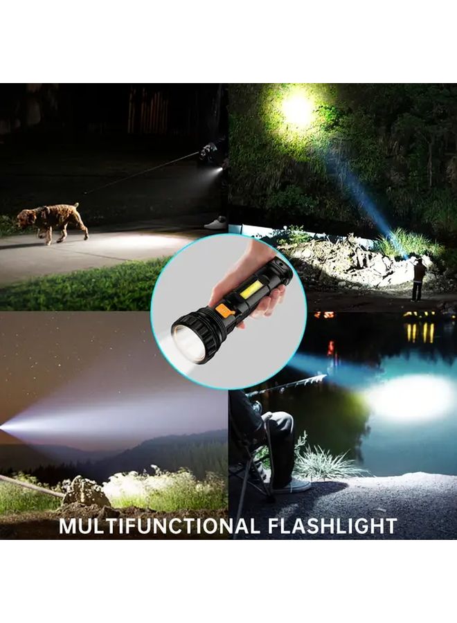 Outdoor LED Searchlight Solar USB Rechargeable Flashlight With Cob Side Lights For Camping - Image 3