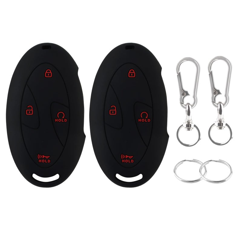 BDFHYK Silicone Key Fob Cover for Hyundai 20242026 Tucson Elantra Santa Fe Kona Sonata IONIQ457 Button Remote Key Protector with Key Ring Keychain2 PackBlackRedRed Button - Image 3