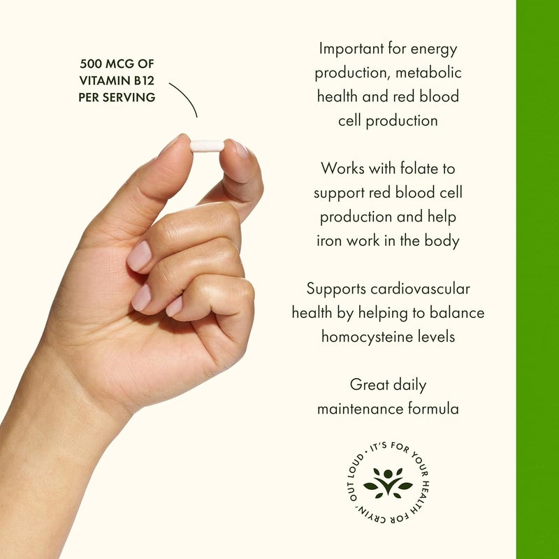 Swanson Vitamin B12 Cyanocobalamin  Vitamin Supplement Promoting Energy Metabolism Nervous System Health  Heart Support  Supports Red Blood Cell Formation 250 Capsules 500mcg Each - Image 4