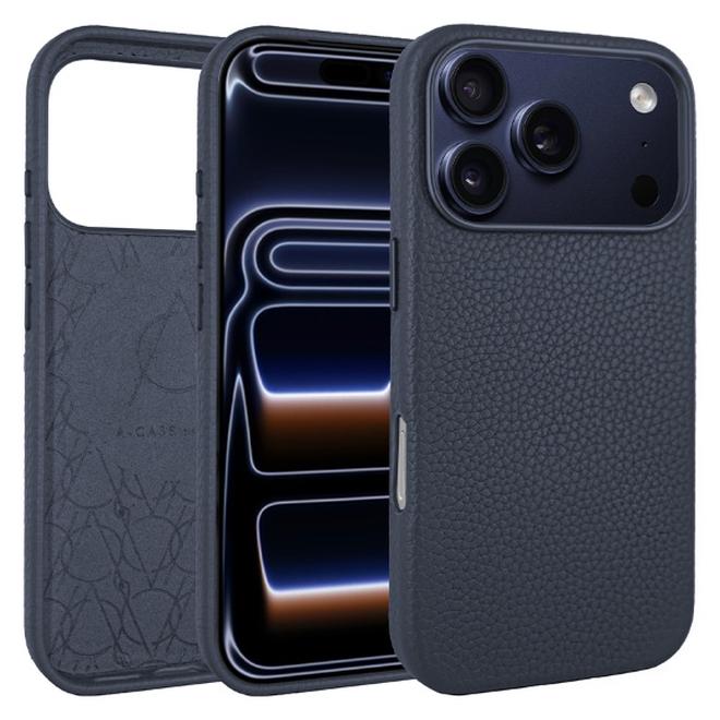 A-Case It’s My Case Amur Genuine Leather MagSafe Case for iPhone 17 Pro Max – Slim Fit Shockproof Protective Cover with Lychee Texture, Raised Camera Protection & Tactile Buttons – Blue - Image 1