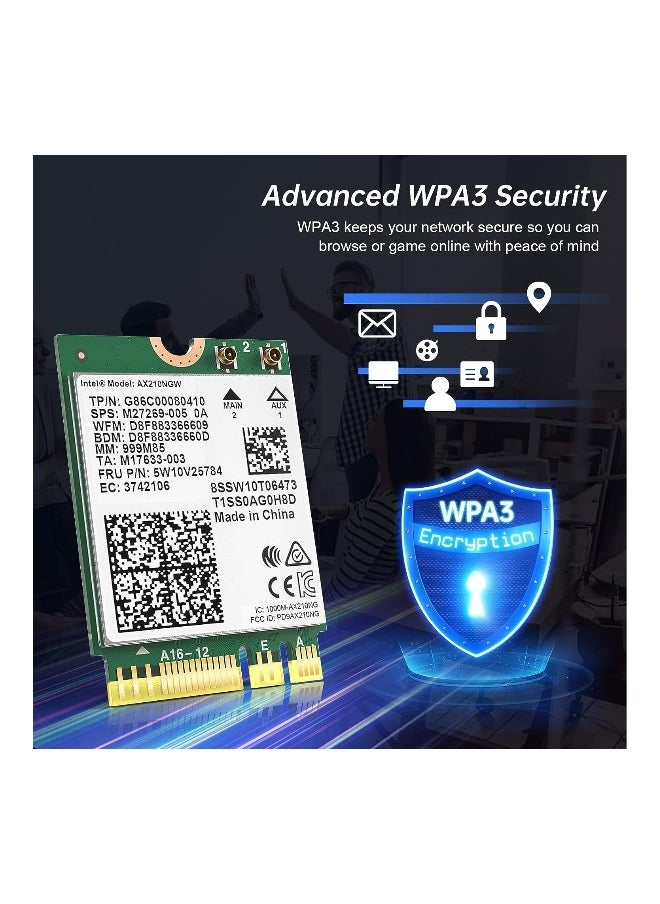Generic AX210NGW Wi-Fi 6E Card Bluetooth 5.3 Tri-Band 5400Mbps to 6GHz Network Adapter 802.11AX MU-MIMO Wireless Module Expand for Laptop, Support Windows 10/11 64bit, M.2/NGFF  - Image 5