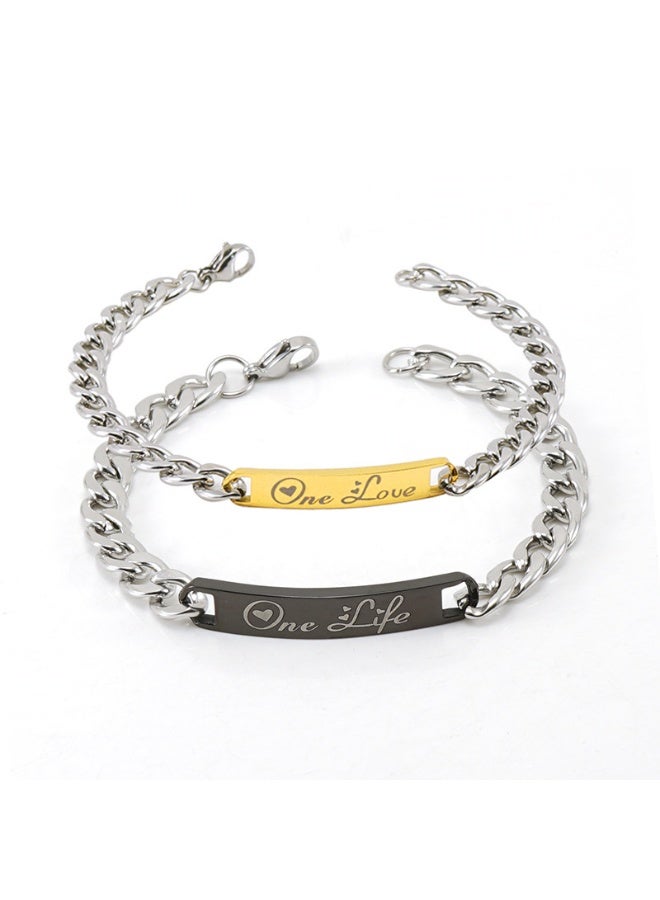 AMETOER Stainless Steel Letter Couple Bracelets | Versatile Cross-Border Fashion Hand Jewelry - Image 1