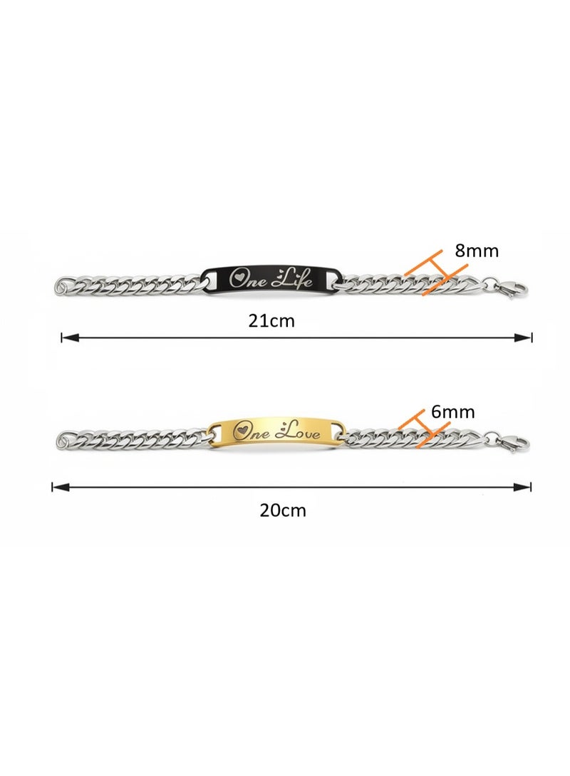 AMETOER Stainless Steel Letter Couple Bracelets | Versatile Cross-Border Fashion Hand Jewelry - Image 3