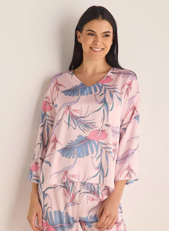 سبلاش فيڤ طقم بيجامة وتيشيرت بطبعة زهور