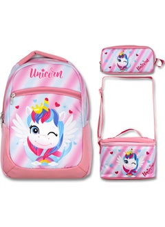 Famebag -Ümit Bag Pink Cute Unicorn School Bag Nutrition and Pencil Bag Set  - Image 1