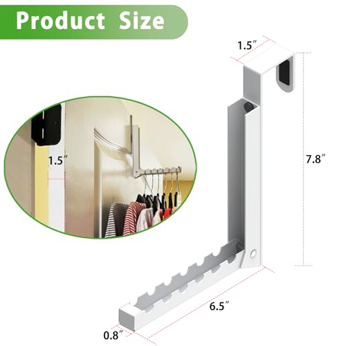 IRONDIY 2 Pcs Over The Door Hooks HangerOver The Door Organizer Racks Collapsible Folding Over Door Clothes Drying Laundry Hooks for Hanging ClothesOver Door Storage Hangers for Bedroom Bathroom White - Image 3