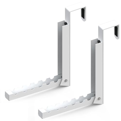 IRONDIY 2 Pcs Over The Door Hooks HangerOver The Door Organizer Racks Collapsible Folding Over Door Clothes Drying Laundry Hooks for Hanging ClothesOver Door Storage Hangers for Bedroom Bathroom White - Image 1