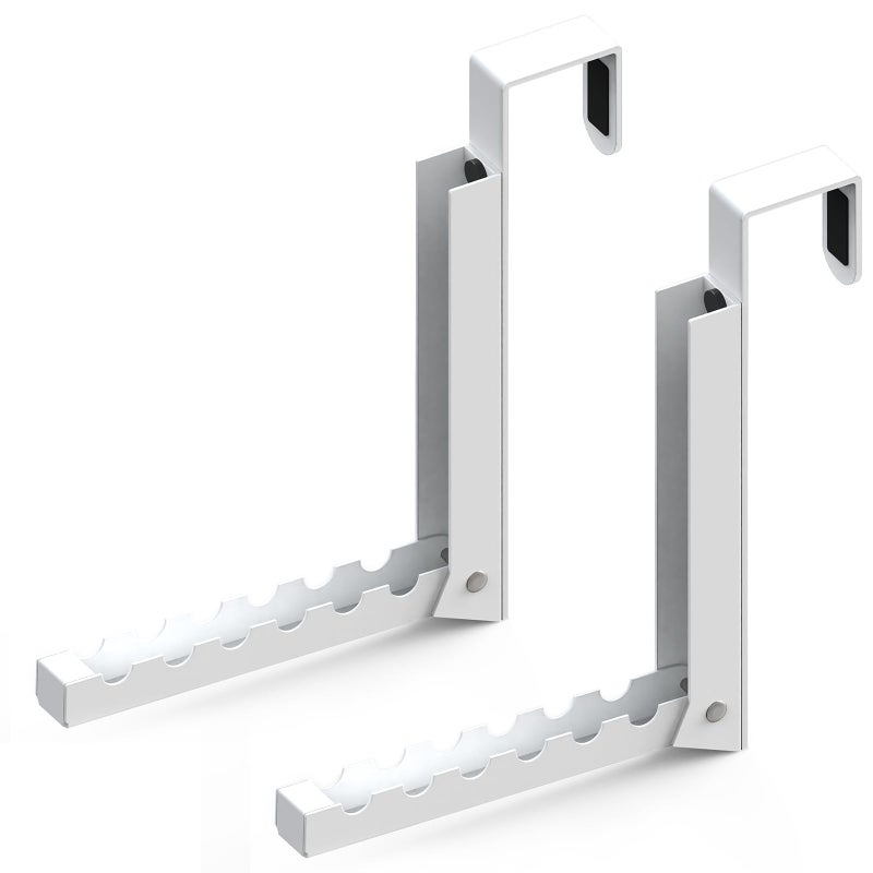 IRONDIY 2 Pcs Over The Door Hooks HangerOver The Door Organizer Racks Collapsible Folding Over Door Clothes Drying Laundry Hooks for Hanging ClothesOver Door Storage Hangers for Bedroom Bathroom White - Image 2