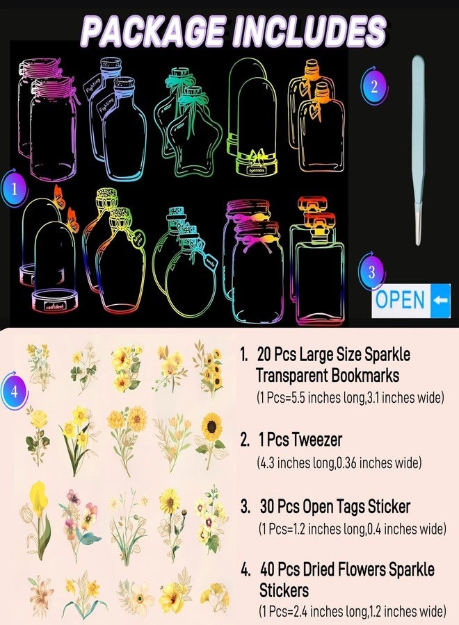 Lwlaboc 91 Pcs Homemade Bookmarks Kit,Colorful Sprout Bookmark and Pressed Flower Stickers,Bookmark Making Kit for DIY Beautiful Flower Page(Large Size) - Image 4