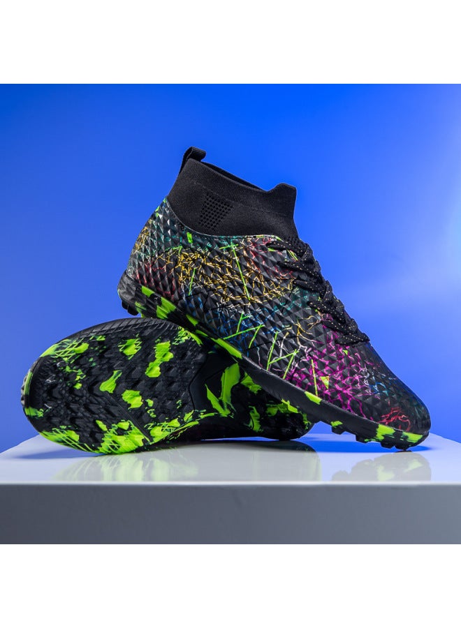 H577 Broken Nails Black C Luo Thorn 15 New Football Shoes High-top Boys And Girls Adult Primary School Children's Nail Broken Nail Training Shoes