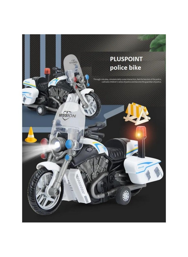 PLUSPOINT Police Rescue Bike Friction Powered Police Motorcycle Emergency Vehicle Model Toy with Light Music inertial Simulation Toy 3-6 Years Old (Police Bike) - Image 2