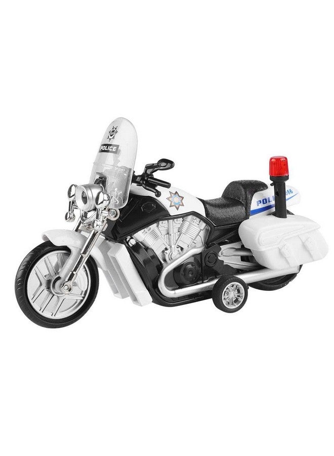 PLUSPOINT Police Rescue Bike Friction Powered Police Motorcycle Emergency Vehicle Model Toy with Light Music inertial Simulation Toy 3-6 Years Old (Police Bike) - Image 1