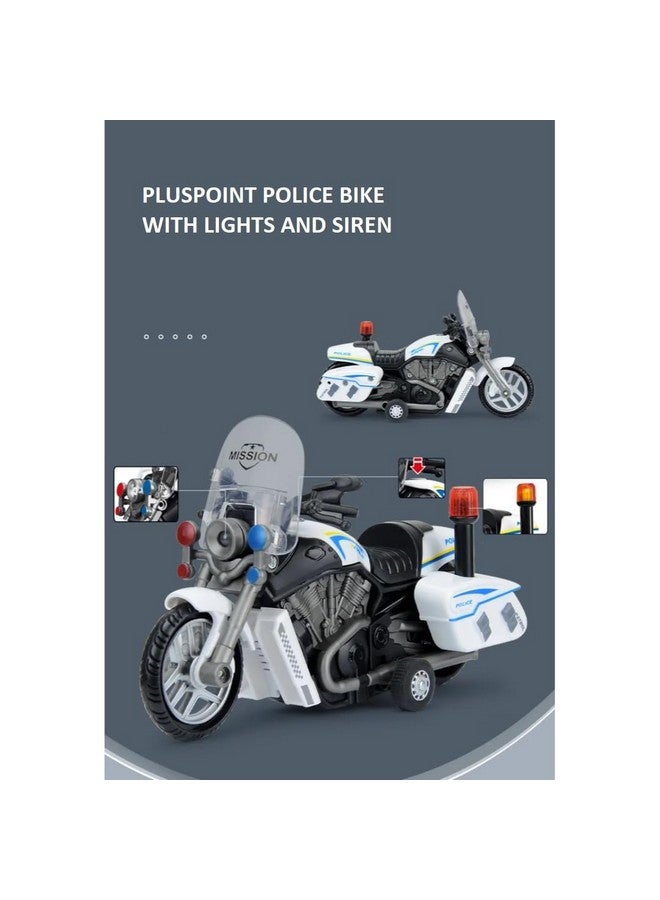 PLUSPOINT Police Rescue Bike Friction Powered Police Motorcycle Emergency Vehicle Model Toy with Light Music inertial Simulation Toy 3-6 Years Old (Police Bike) - Image 4