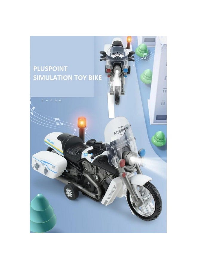 PLUSPOINT Police Rescue Bike Friction Powered Police Motorcycle Emergency Vehicle Model Toy with Light Music inertial Simulation Toy 3-6 Years Old (Police Bike) - Image 3