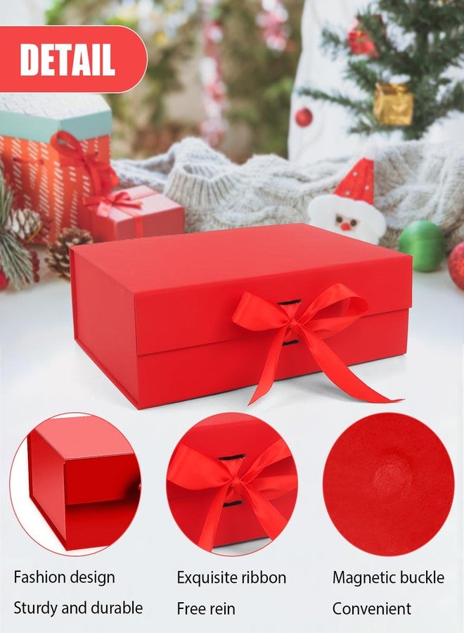 Wuqoioo Gift Boxes With Lids, 6 Pack Magnetic Gift Box Gift Box With Ribbon, Bridesmaid Proposal Box For Birthday Christmas Bridesmaid Wedding, 10.5"X7.5"X3.1" (Red - Image 3