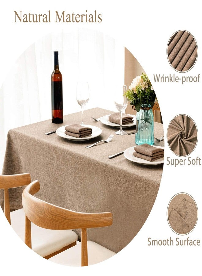 Mebakuk Rectangle Table Cloth Linen Farmhouse Tablecloth Waterproof Anti-Shrink Soft and Wrinkle Resistant Decorative Fabric Table Cover for Kitchen (Flaxen, 60" x 84" (6-8 Seats)) - Image 3