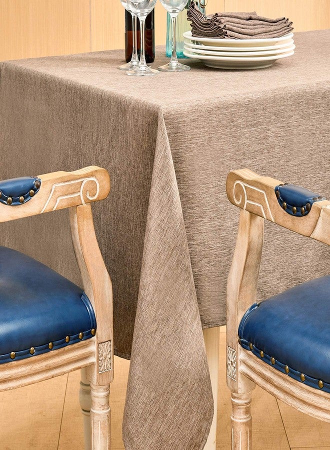 Mebakuk Rectangle Table Cloth Linen Farmhouse Tablecloth Waterproof Anti-Shrink Soft and Wrinkle Resistant Decorative Fabric Table Cover for Kitchen (Flaxen, 60" x 84" (6-8 Seats)) - Image 5
