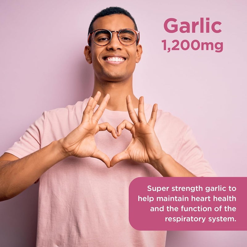 Healthspan Garlic 1200mg 120 Tablets Supports Heart Health The Respiratory System Maintains Normal Cholesterol Levels Added Vitamin B1 OdourControlled Easy to Swallow Vegetarian - Image 3