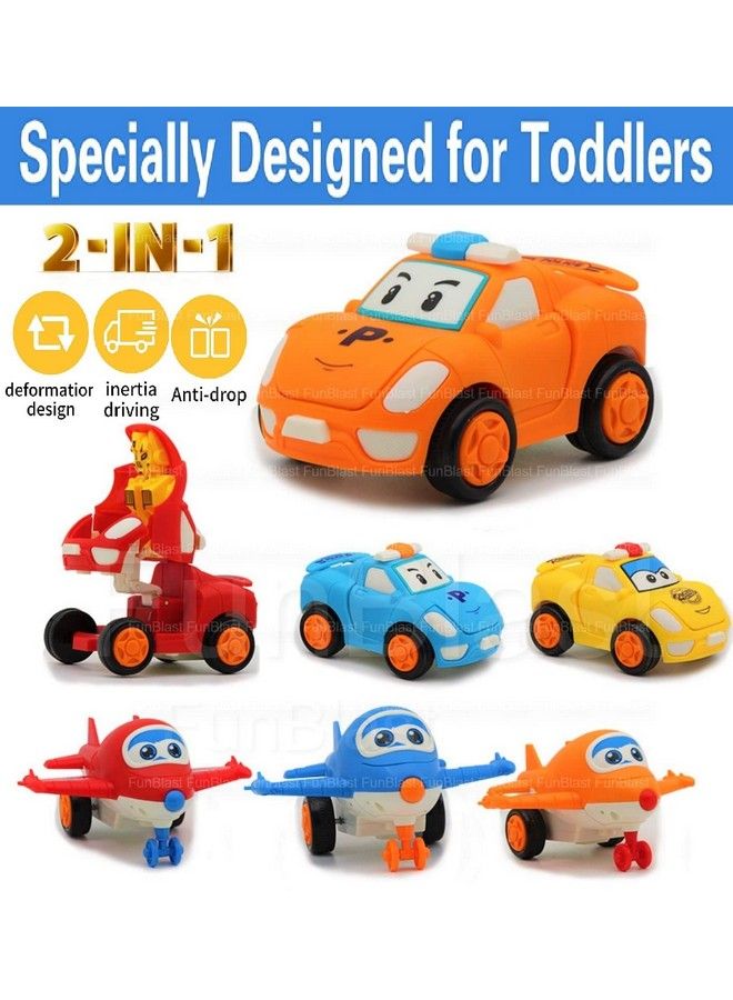 FunBlast لعبة سيارة روبوت تعمل بسحب ودفع للأطفال - سيارة سباق تتحول إلى روبوت - لون عشوائي (مجموعة من 2 قطعة روبوت) - Image 5