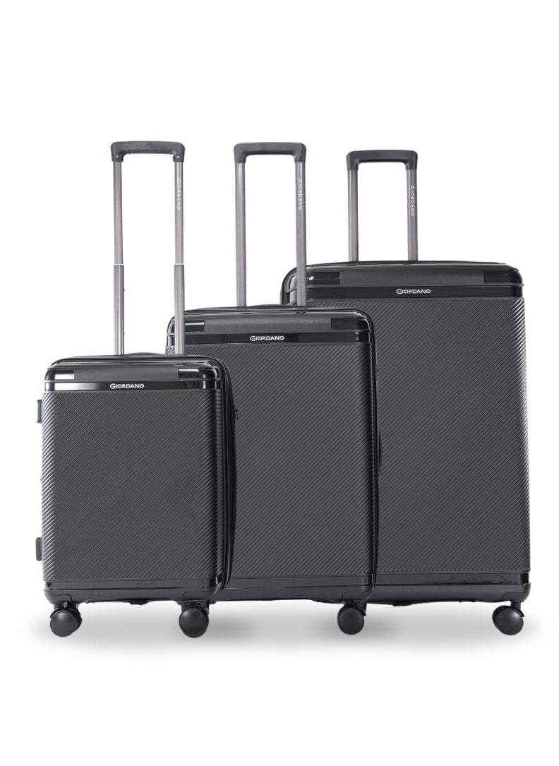 GIORDANO Giordano League Luggage Set PP Hardshell Travel Business Suitcase, Durable Hardside Unbreakable Lightweight Expandable Anti-theft Zip 4 Double Wheel TSA Lock 3pcs Trolley (20+24+28 Inch).Black  - Image 1