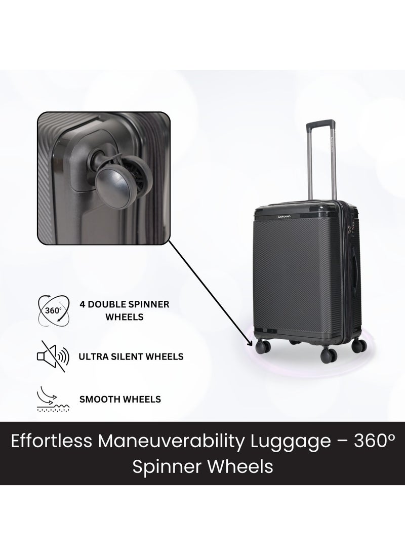 GIORDANO Giordano League Luggage Set PP Hardshell Travel Business Suitcase, Durable Hardside Unbreakable Lightweight Expandable Anti-theft Zip 4 Double Wheel TSA Lock 3pcs Trolley (20+24+28 Inch).Black  - Image 2