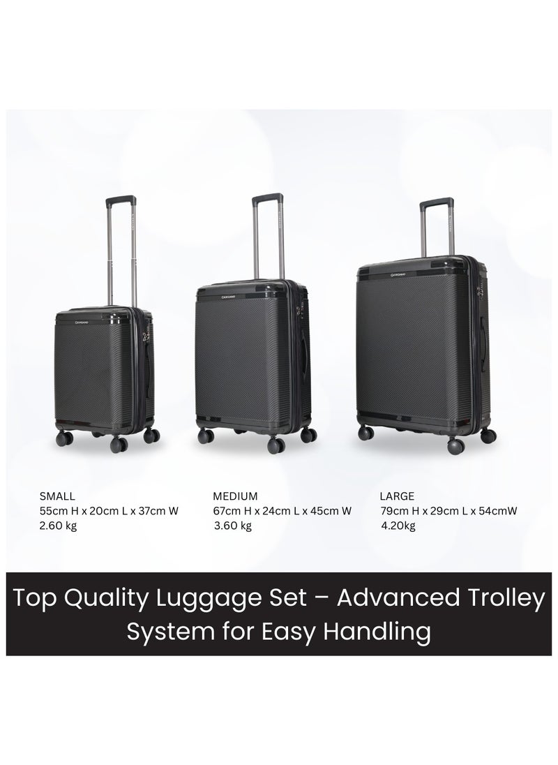 GIORDANO Giordano League Luggage Set PP Hardshell Travel Business Suitcase, Durable Hardside Unbreakable Lightweight Expandable Anti-theft Zip 4 Double Wheel TSA Lock 3pcs Trolley (20+24+28 Inch).Black  - Image 3