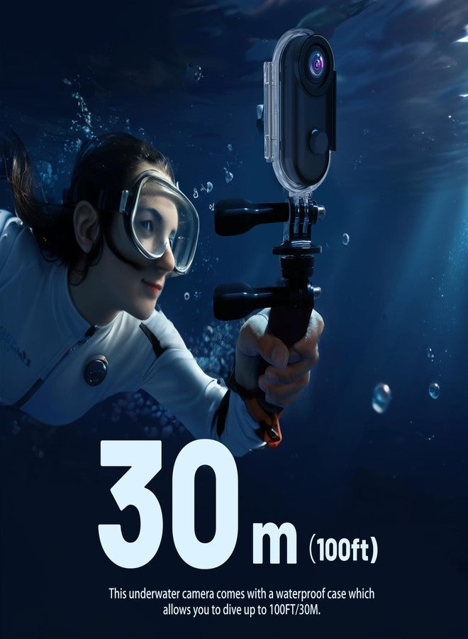 Intepoll 4K Mini WiFi Action Camera 64GB Thumb POV Portable Body Cam Wearable Video Recorder with IPX7 Waterproof Underwater Camcorder, Helmet Mount, Magnetic Sport DV for Bike Cycling, Pet, Vlogging(Black) - Image 4