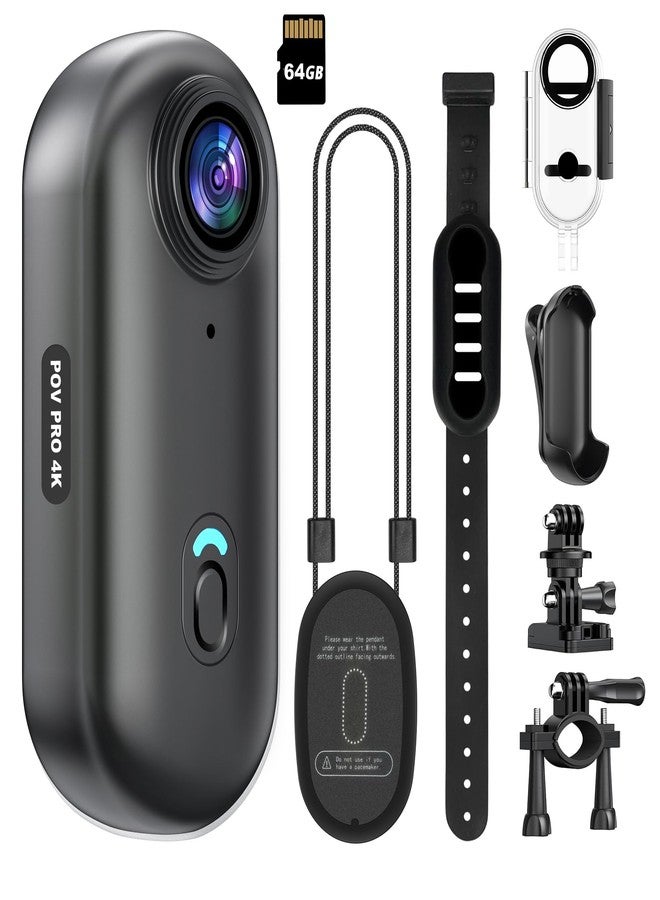 Intepoll 4K Mini WiFi Action Camera 64GB Thumb POV Portable Body Cam Wearable Video Recorder with IPX7 Waterproof Underwater Camcorder, Helmet Mount, Magnetic Sport DV for Bike Cycling, Pet, Vlogging(Black) - Image 1