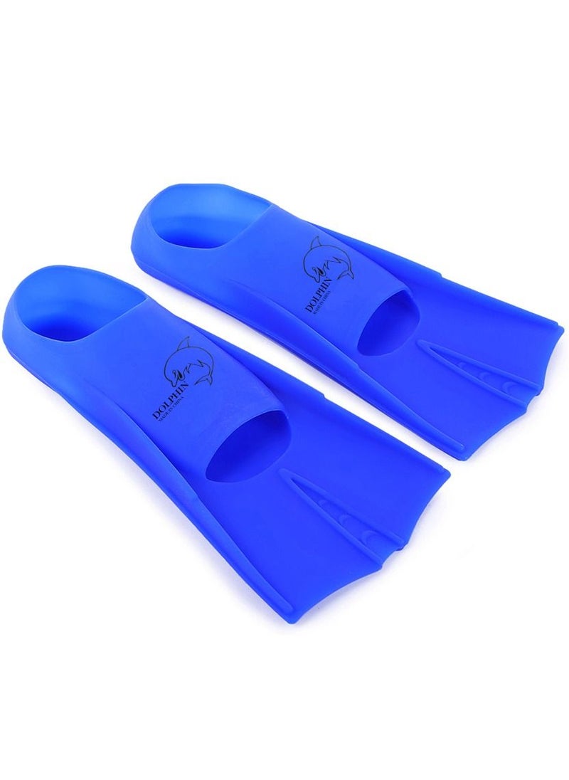 Dolphin Silicone Swim Training Short Fins, Blue, Size XL (42-44)  - Image 2