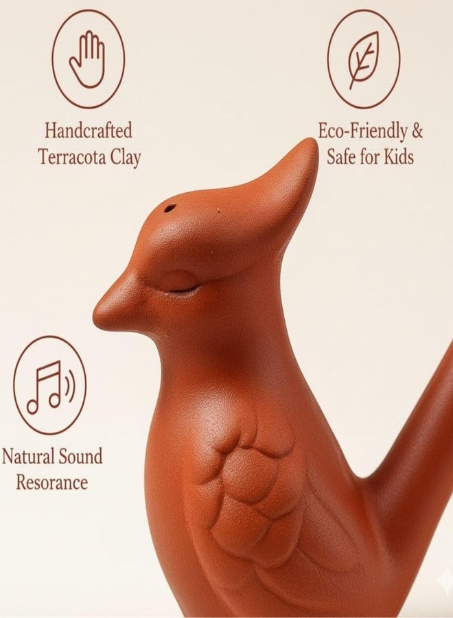 SubiMouIQ Handmade Mud Clay Bird Water Whistle Toy for Children Gift | Terracotta Handmade Animal Figurine Water Whistle Musical Toy, Fill The Water and Blow The Bird for Different Sounds (25) - Image 3