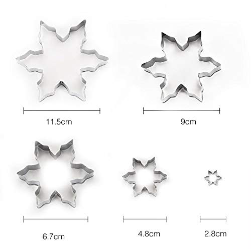 OOCC 5Pcs Metal Stainless Steel Snowflake Ice Crystal Cookie Cutter Shaped Mould - Image 4