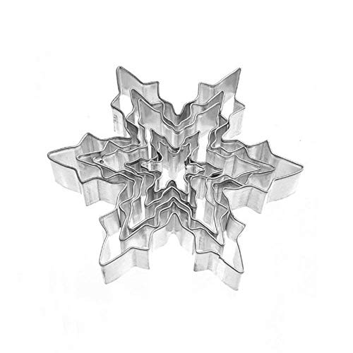 OOCC 5Pcs Metal Stainless Steel Snowflake Ice Crystal Cookie Cutter Shaped Mould - Image 1