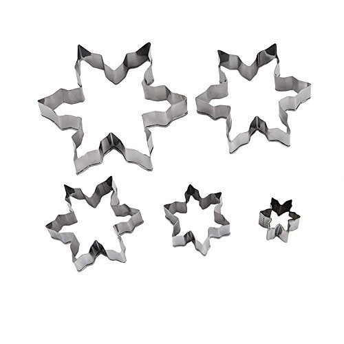 OOCC 5Pcs Metal Stainless Steel Snowflake Ice Crystal Cookie Cutter Shaped Mould - Image 2