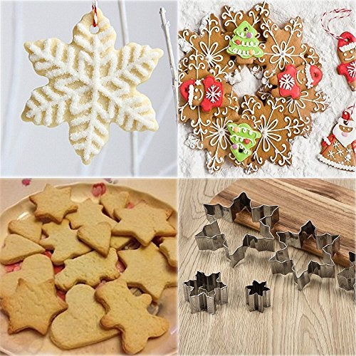 OOCC 5Pcs Metal Stainless Steel Snowflake Ice Crystal Cookie Cutter Shaped Mould - Image 5