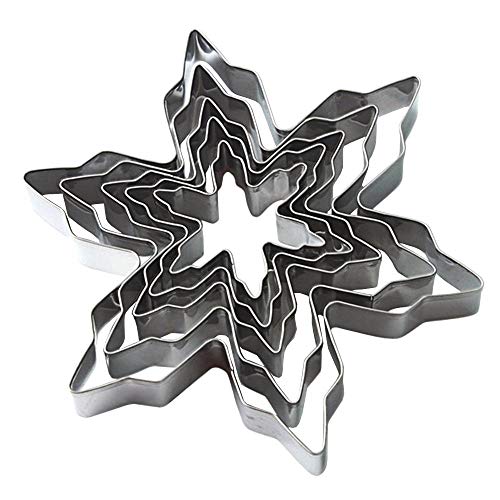 OOCC 5Pcs Metal Stainless Steel Snowflake Ice Crystal Cookie Cutter Shaped Mould - Image 3