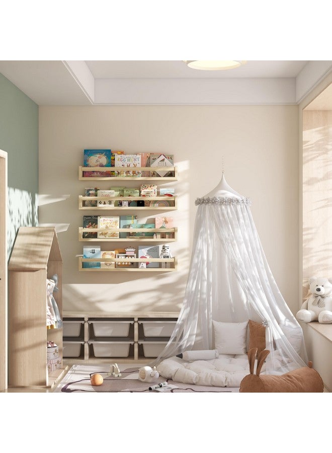 Onlysky Onlysky Set of 4 Wall-Mounted Kid's Bookshelf - Wood Floating Nursery Book Shelves - Durable Wood Construction - Ideal for Nursery Decor, Kids Room, Toy Storage  - Image 3