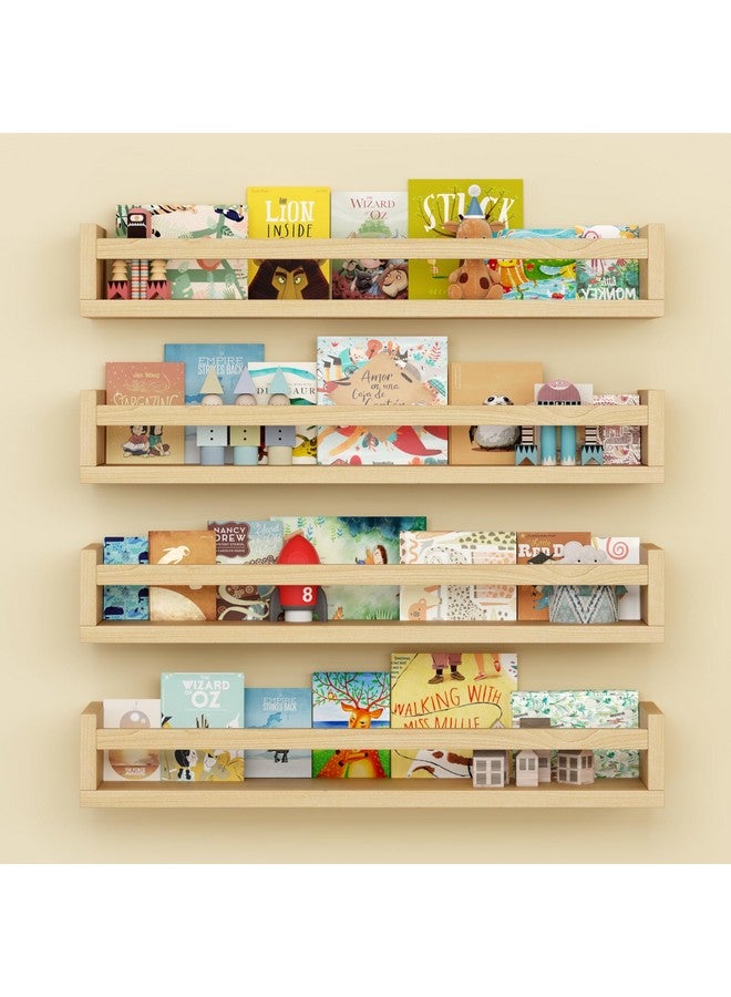 Onlysky Onlysky Set of 4 Wall-Mounted Kid's Bookshelf - Wood Floating Nursery Book Shelves - Durable Wood Construction - Ideal for Nursery Decor, Kids Room, Toy Storage  - Image 1