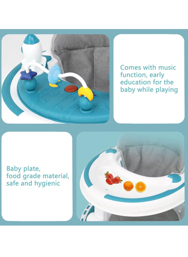 Multifunctional Height Adjustable 4 in-1 Baby Walker, Stroller with Removable Music Tray Toys, Foot Pads Safe and Comfortable for 6-18 Months - Image 3