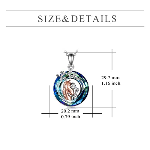 YFN Horse Pendant Necklace Jewelry 925 Sterling Silver Women Embrace Horse Gift 18" - Image 4