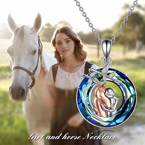 YFN Horse Pendant Necklace Jewelry 925 Sterling Silver Women Embrace Horse Gift 18" - Image 5