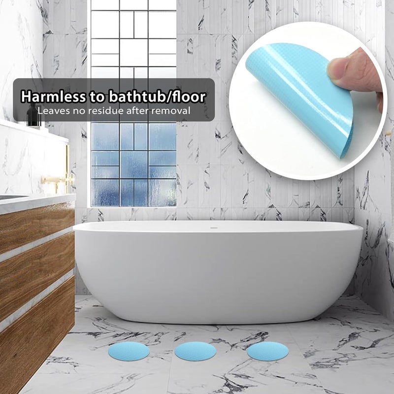 Coufce 24 PCS Bathtub Non Slip Stickers Blue Adhesive Decals Round Shape Anti Slip Shower Stickers Bath Non Slip Stickers for Floor Bathroom Stairs Ladders with Scraper - Image 2