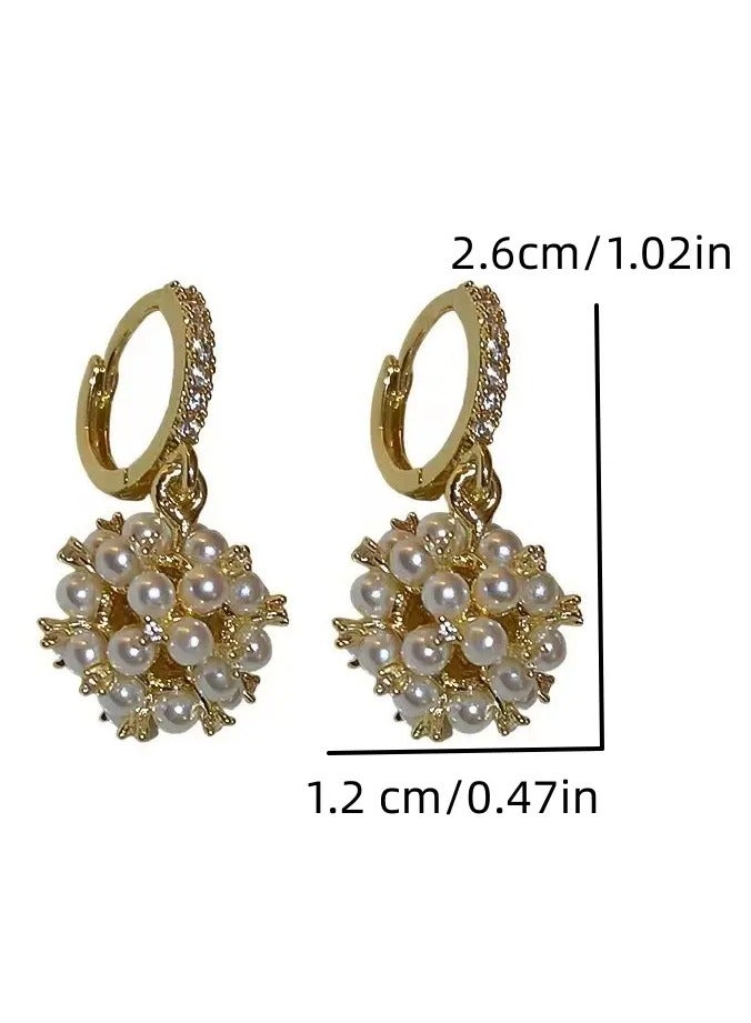 Home Clearance Sale Elegant Faux Pearl Drop Earrings for Women - Luxurious Alloy with Copper Posts, Perfect for Parties & Gifts  - Image 3